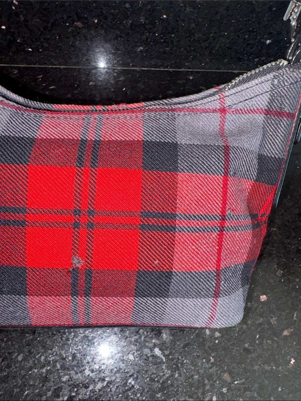 Coach Vtg Y2K Tartan Red/Black Plaid Wool Baquette 8326. - Picture 6 of 9